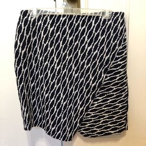 LOFT Tweed Asymmetric Skirt- Blue and White